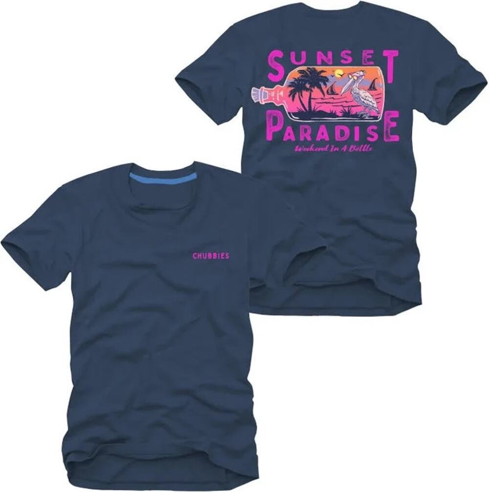 NWOT Chubbies Sunset Paradise Blue Short Sleeve T-Shirt Size Medium